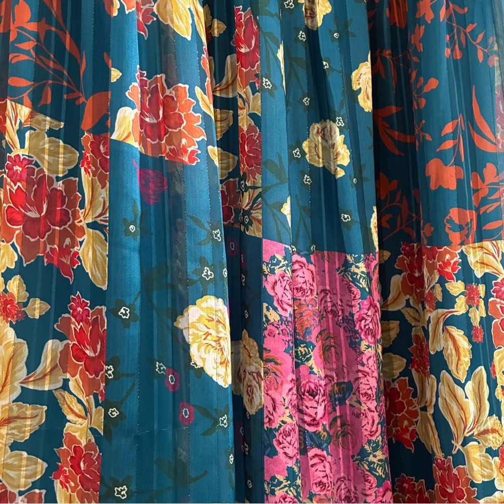 Adelyn Rae Blue Floral Patchwork Midi Dress, Large, wedding guest/ Mother’s Day - Picture 6 of 11